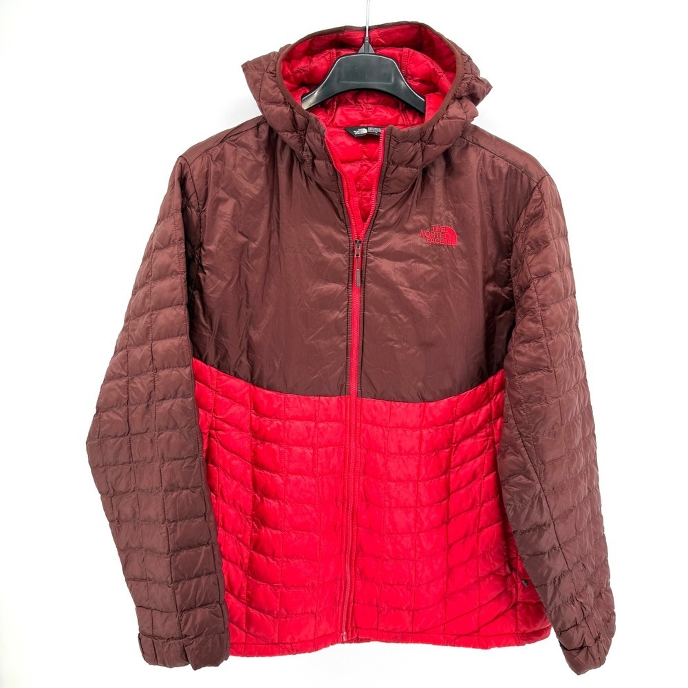 The North Face Thermoball Mens XXL Pre-Owned Hooded Puffer Jacket Red Brown